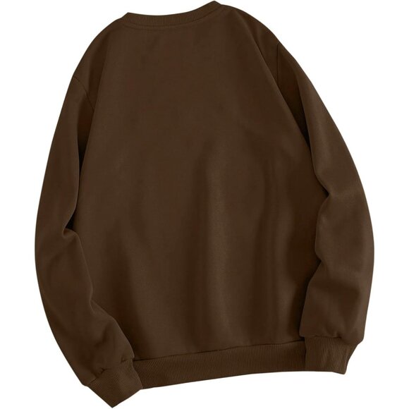 ⚡Women Brown New York 1898 Imported Graphic Crewneck Long Sleeve Sweatshirt - Picture 2 of 5